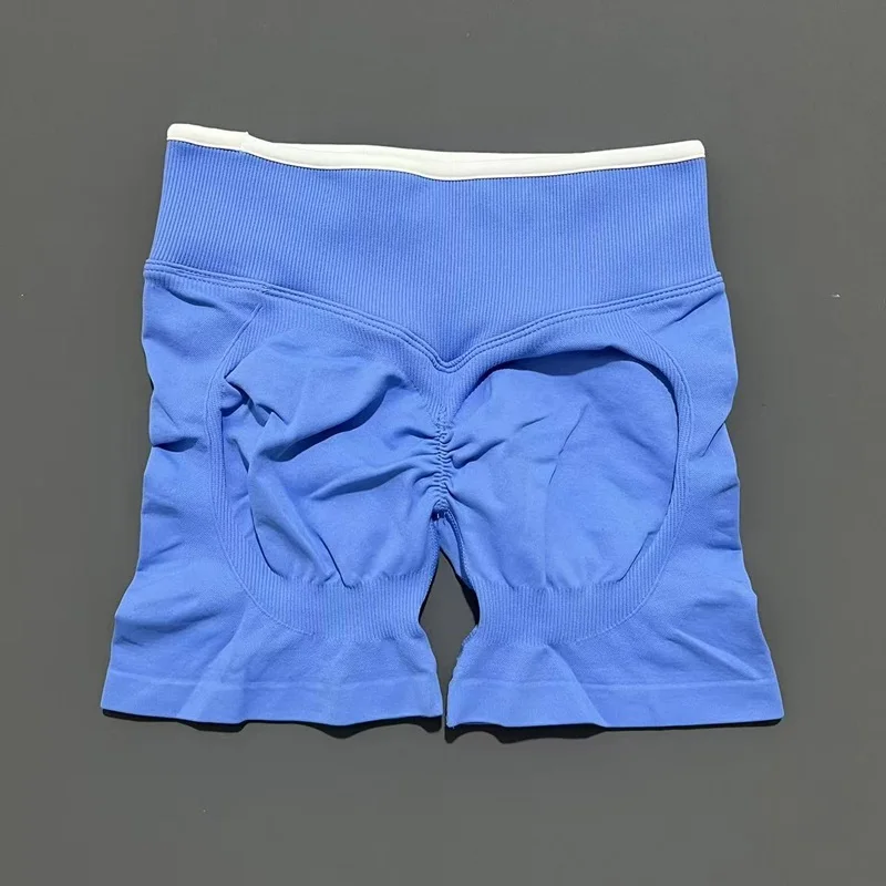 Women High Waist Yoga Shorts Contrast Trim Tummy Control Butt Lifting Workout Biker Shorts Fitness Gym Running Sports Shorts