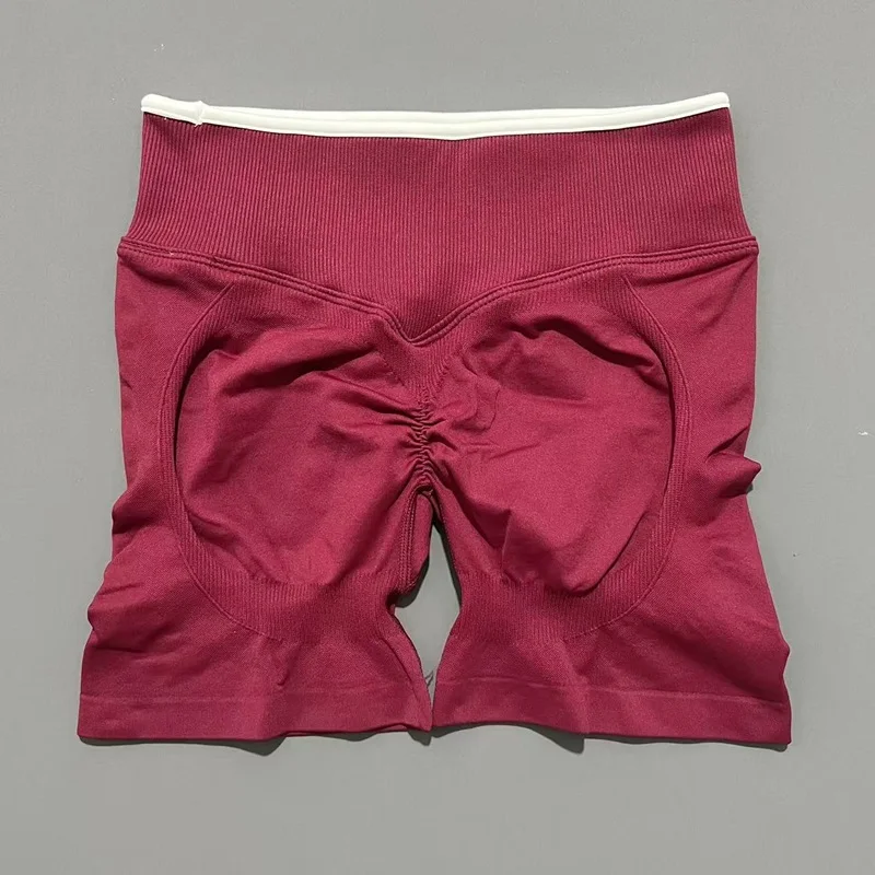 Women High Waist Yoga Shorts Contrast Trim Tummy Control Butt Lifting Workout Biker Shorts Fitness Gym Running Sports Shorts
