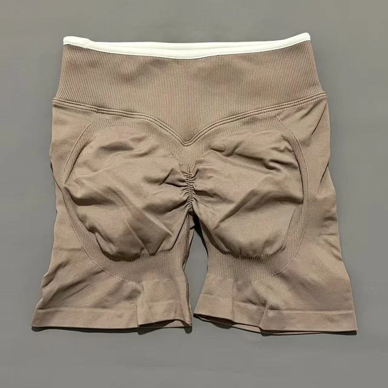 Women High Waist Yoga Shorts Contrast Trim Tummy Control Butt Lifting Workout Biker Shorts Fitness Gym Running Sports Shorts