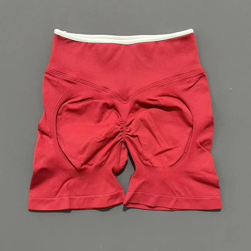 Women High Waist Yoga Shorts Contrast Trim Tummy Control Butt Lifting Workout Biker Shorts Fitness Gym Running Sports Shorts