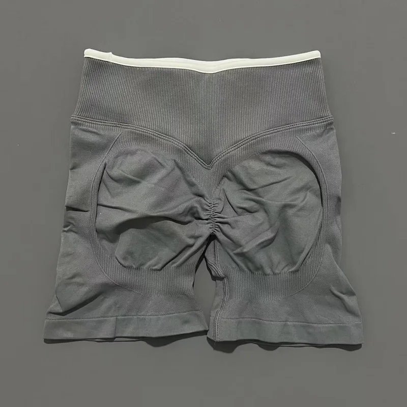 Women High Waist Yoga Shorts Contrast Trim Tummy Control Butt Lifting Workout Biker Shorts Fitness Gym Running Sports Shorts