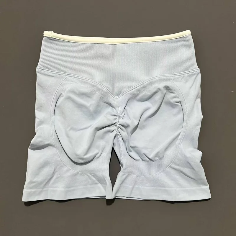 Women High Waist Yoga Shorts Contrast Trim Tummy Control Butt Lifting Workout Biker Shorts Fitness Gym Running Sports Shorts