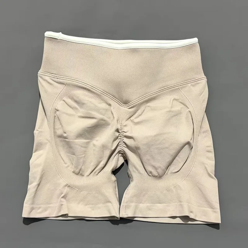 Women High Waist Yoga Shorts Contrast Trim Tummy Control Butt Lifting Workout Biker Shorts Fitness Gym Running Sports Shorts