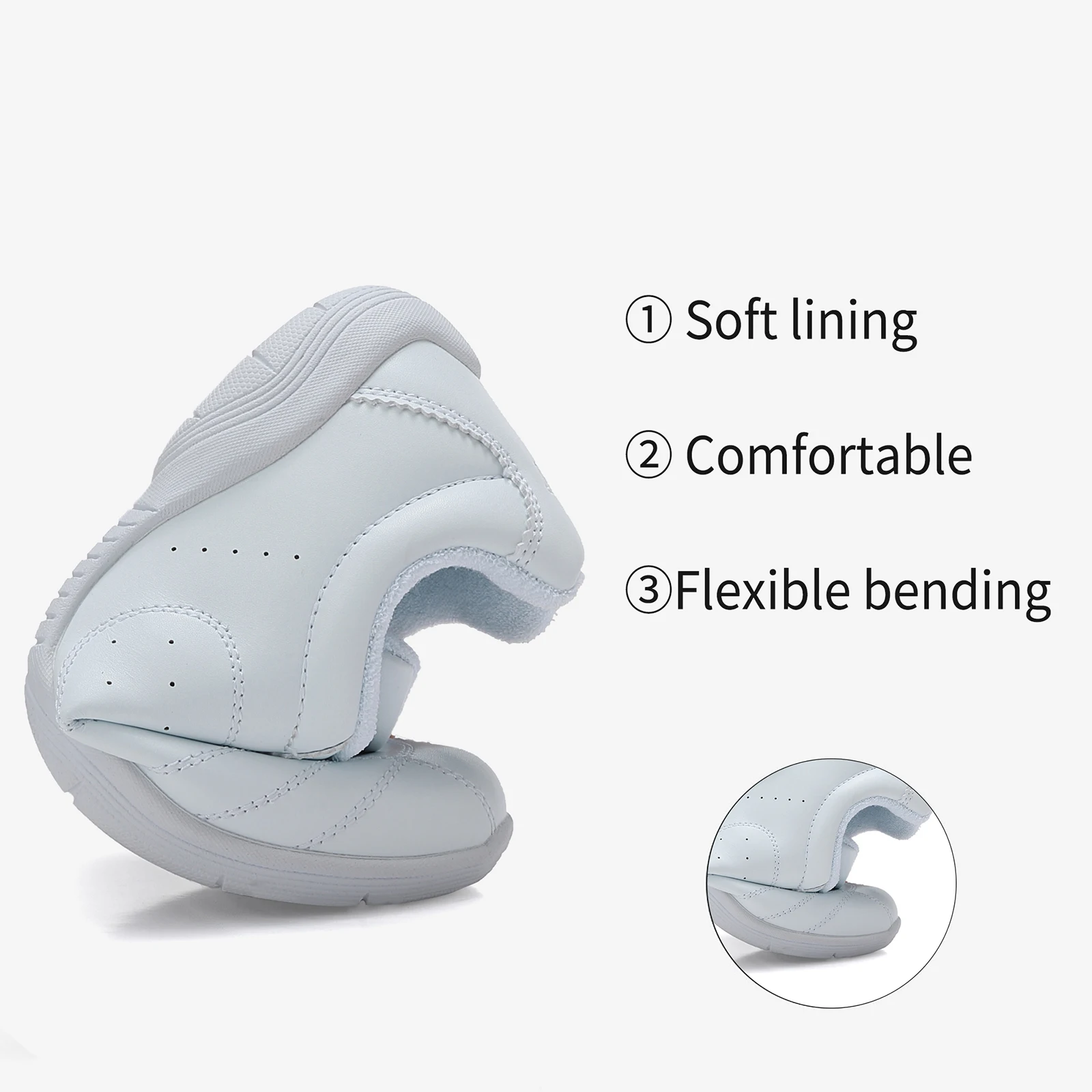 White Cheer Shoes For Girls Women Breathable Cheerleading Dance Shoes Comfortable Aerobics Sports Sneakers 2555