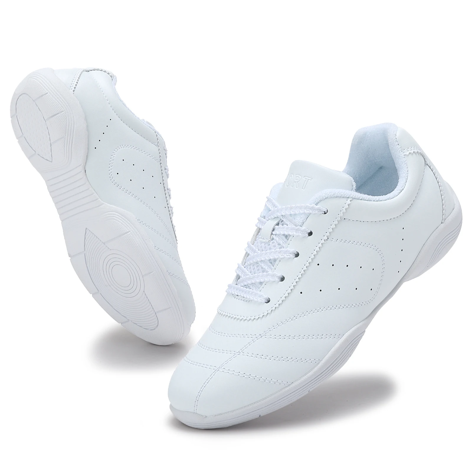 White Cheer Shoes For Girls Women Breathable Cheerleading Dance Shoes Comfortable Aerobics Sports Sneakers 2555