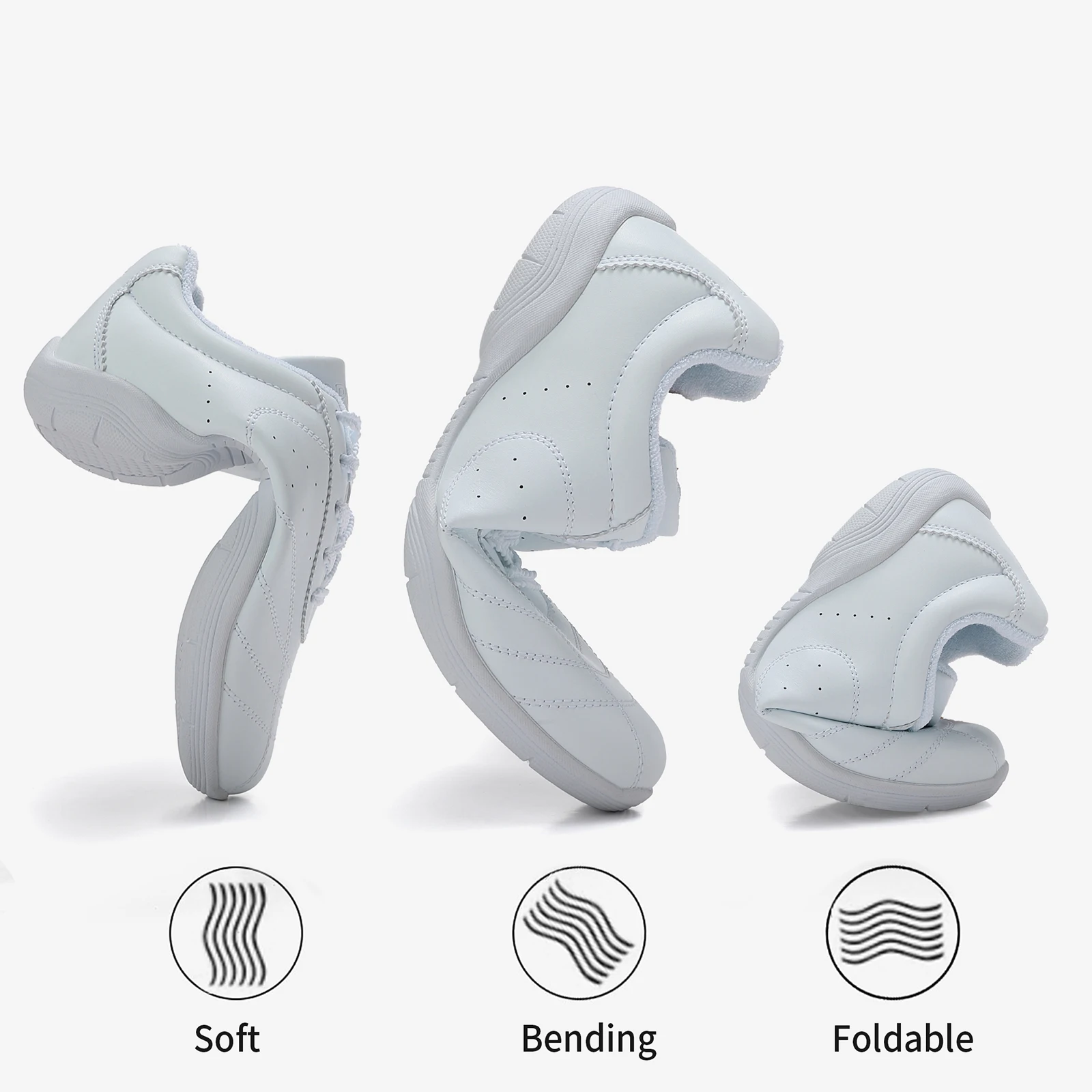 White Cheer Shoes For Girls Women Breathable Cheerleading Dance Shoes Comfortable Aerobics Sports Sneakers 2555