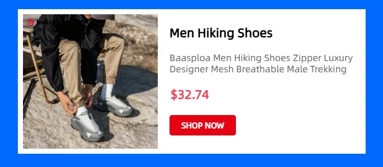 Baasploa Men Hiking Shoes Comfort Soft Waterproof Male Trekking Sneakers Fashion Resistant Non-slip Outdoor Climbing Shoes