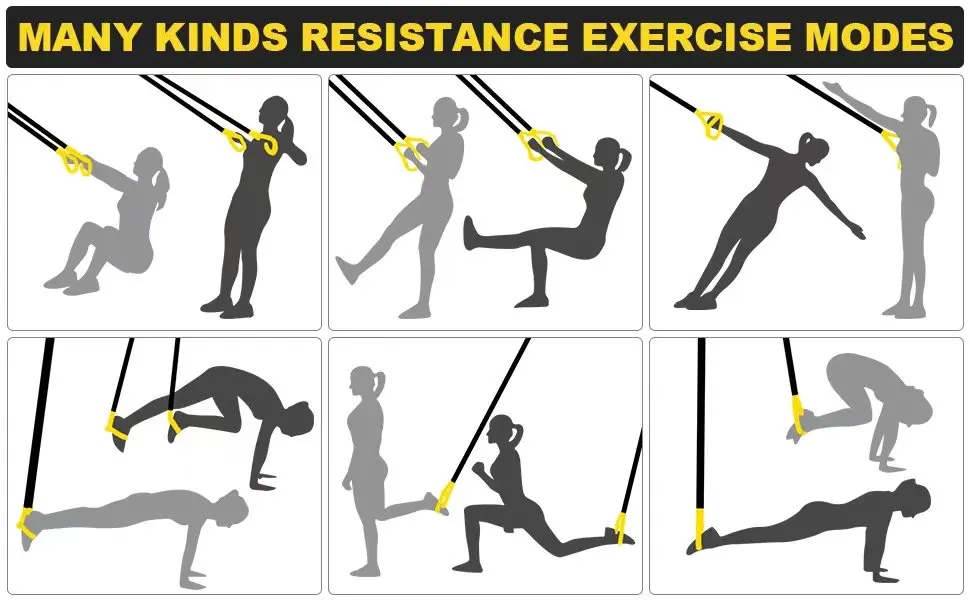 Resistance Bands Set with Handles Door Anchor Home Workout Equipment for Women Men Bodyweight Fitness Training Kit