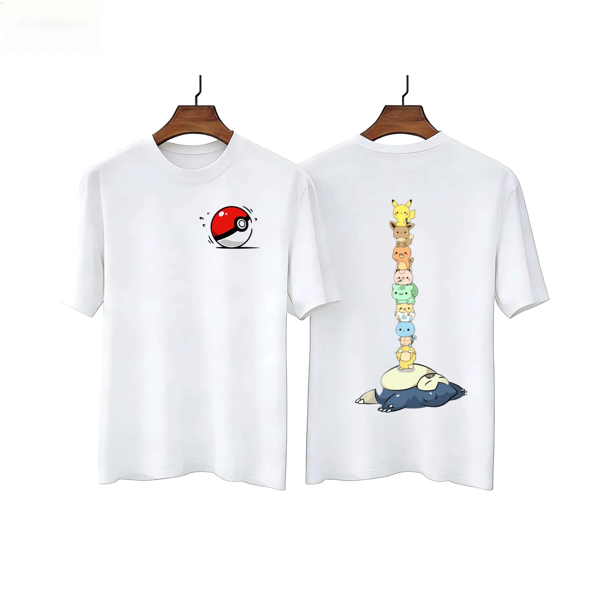 Summer New Pok É Mon All Staff Cartoon Pure Cotton Adult/children Loose Plus Size Short Sleeved Breathable T-shirt
