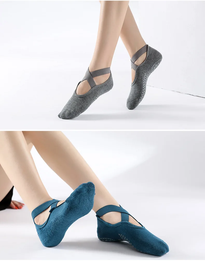 Women Breathable Yoga Socks Silicone Non Slip Five Finger Pilates Socks Cotton Backless Ladies Fitness Dance Ballet Sports Socks