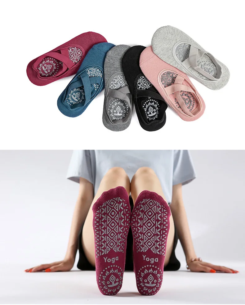 Women Breathable Yoga Socks Silicone Non Slip Five Finger Pilates Socks Cotton Backless Ladies Fitness Dance Ballet Sports Socks