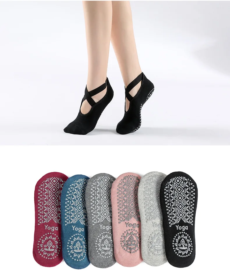 Women Breathable Yoga Socks Silicone Non Slip Five Finger Pilates Socks Cotton Backless Ladies Fitness Dance Ballet Sports Socks