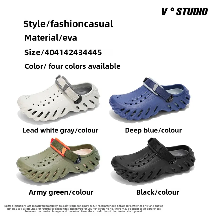 Brand Men's Slip-on Shoes - Soft and Comfortable Holey Shoes Outdoor Waterproof Heightening Cool Shoes EVA Driving Shoe