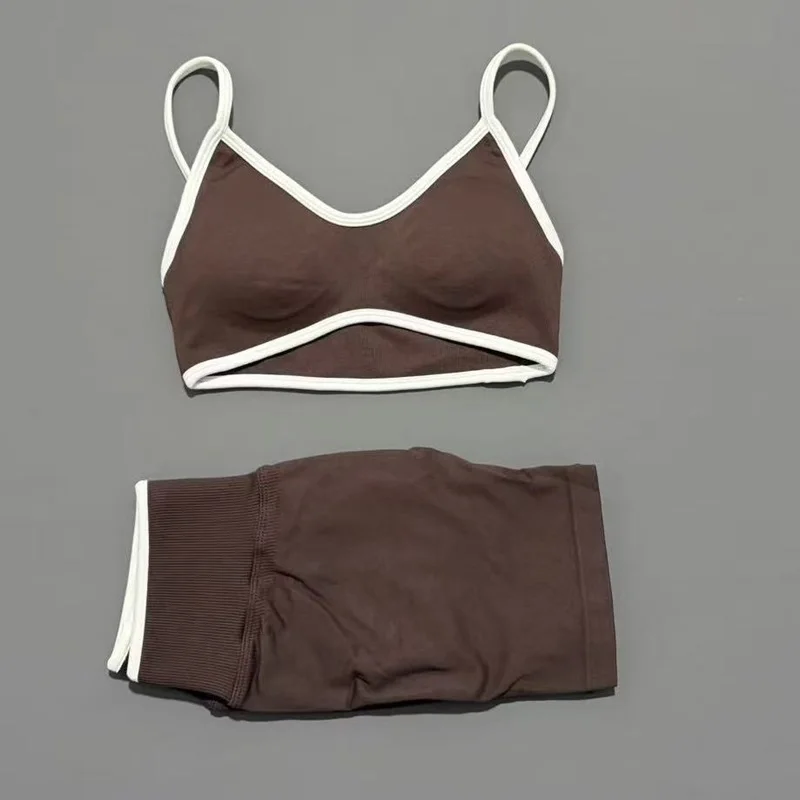 2 Pieces Women Ignite Sculpt Scrunch Short Yoga Bra Set Fitness Cycling Elastic Sports Pants Suit Running Sports Shorts Set