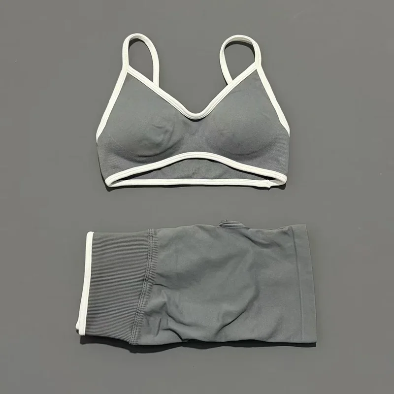 2 Pieces Women Ignite Sculpt Scrunch Short Yoga Bra Set Fitness Cycling Elastic Sports Pants Suit Running Sports Shorts Set