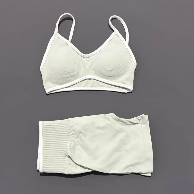 2 Pieces Women Ignite Sculpt Scrunch Short Yoga Bra Set Fitness Cycling Elastic Sports Pants Suit Running Sports Shorts Set