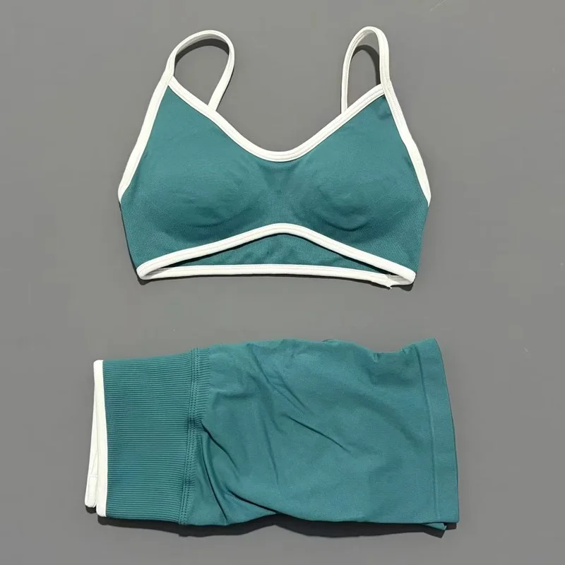 2 Pieces Women Ignite Sculpt Scrunch Short Yoga Bra Set Fitness Cycling Elastic Sports Pants Suit Running Sports Shorts Set