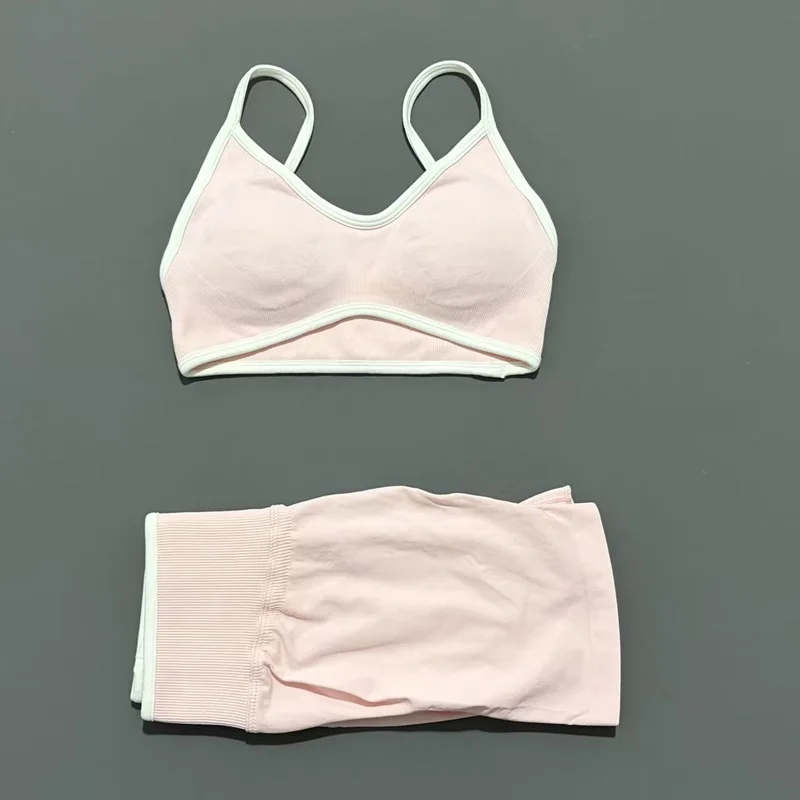 2 Pieces Women Ignite Sculpt Scrunch Short Yoga Bra Set Fitness Cycling Elastic Sports Pants Suit Running Sports Shorts Set