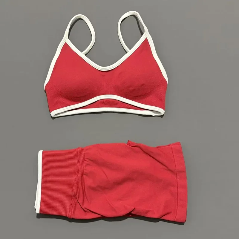 2 Pieces Women Ignite Sculpt Scrunch Short Yoga Bra Set Fitness Cycling Elastic Sports Pants Suit Running Sports Shorts Set