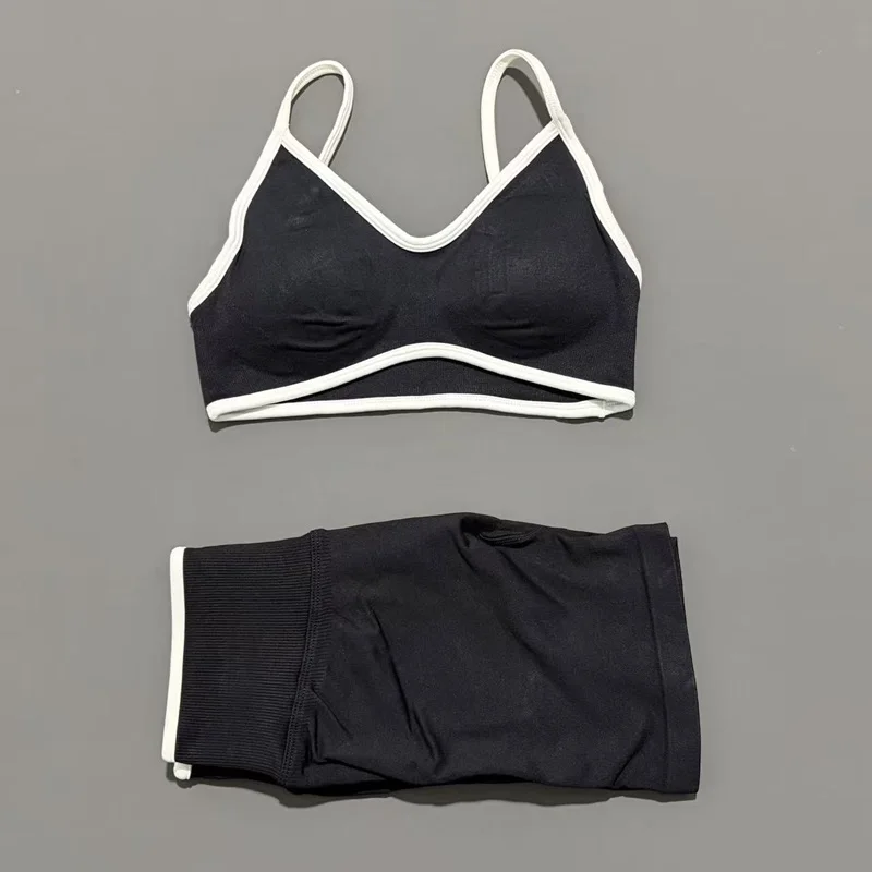 2 Pieces Women Ignite Sculpt Scrunch Short Yoga Bra Set Fitness Cycling Elastic Sports Pants Suit Running Sports Shorts Set