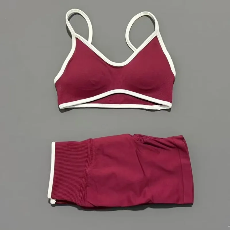 2 Pieces Women Ignite Sculpt Scrunch Short Yoga Bra Set Fitness Cycling Elastic Sports Pants Suit Running Sports Shorts Set