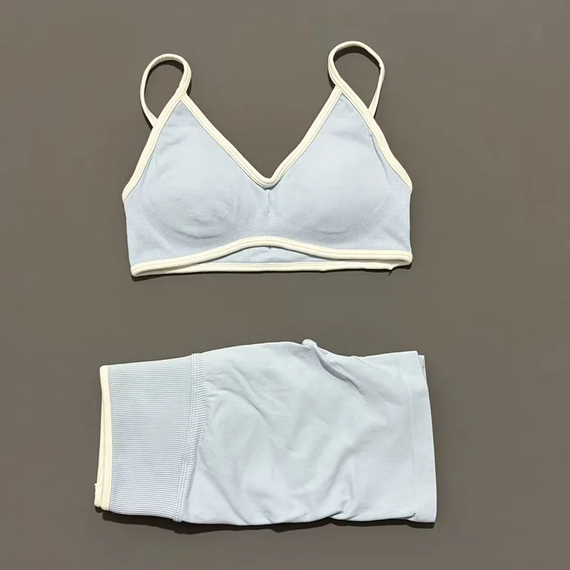 2 Pieces Women Ignite Sculpt Scrunch Short Yoga Bra Set Fitness Cycling Elastic Sports Pants Suit Running Sports Shorts Set