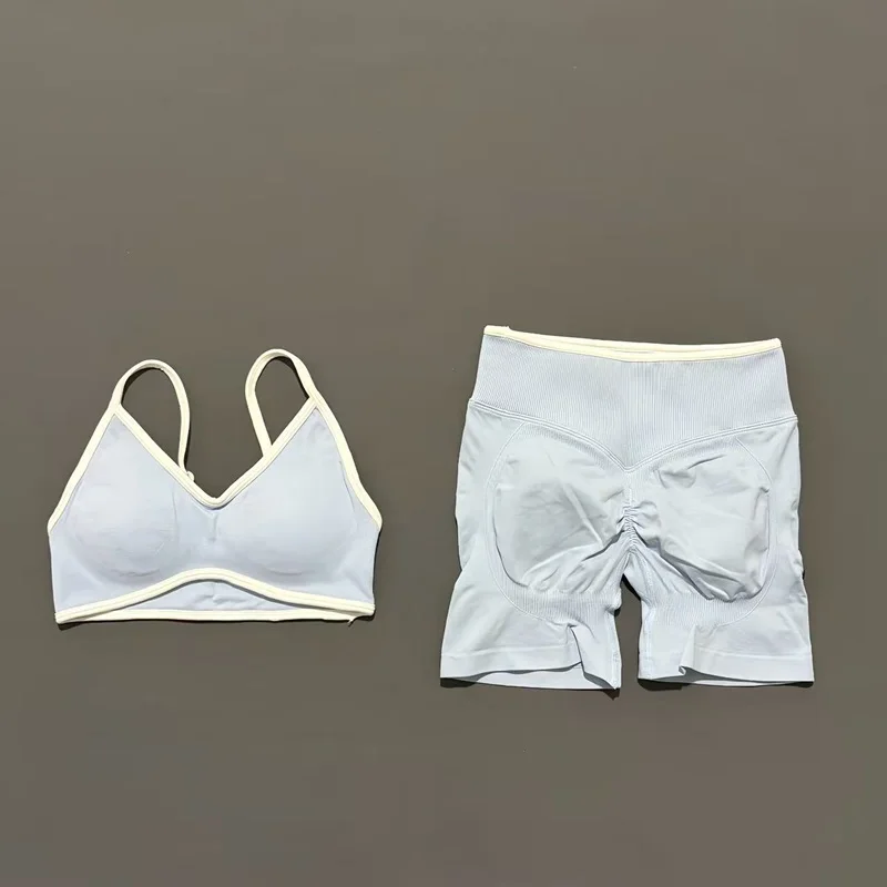 2 Pieces Women Ignite Sculpt Scrunch Short Yoga Bra Set Fitness Cycling Elastic Sports Pants Suit Running Sports Shorts Set