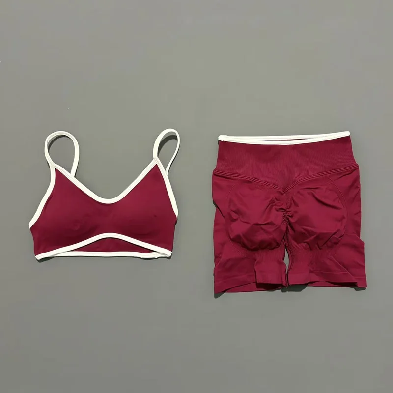 2 Pieces Women Ignite Sculpt Scrunch Short Yoga Bra Set Fitness Cycling Elastic Sports Pants Suit Running Sports Shorts Set