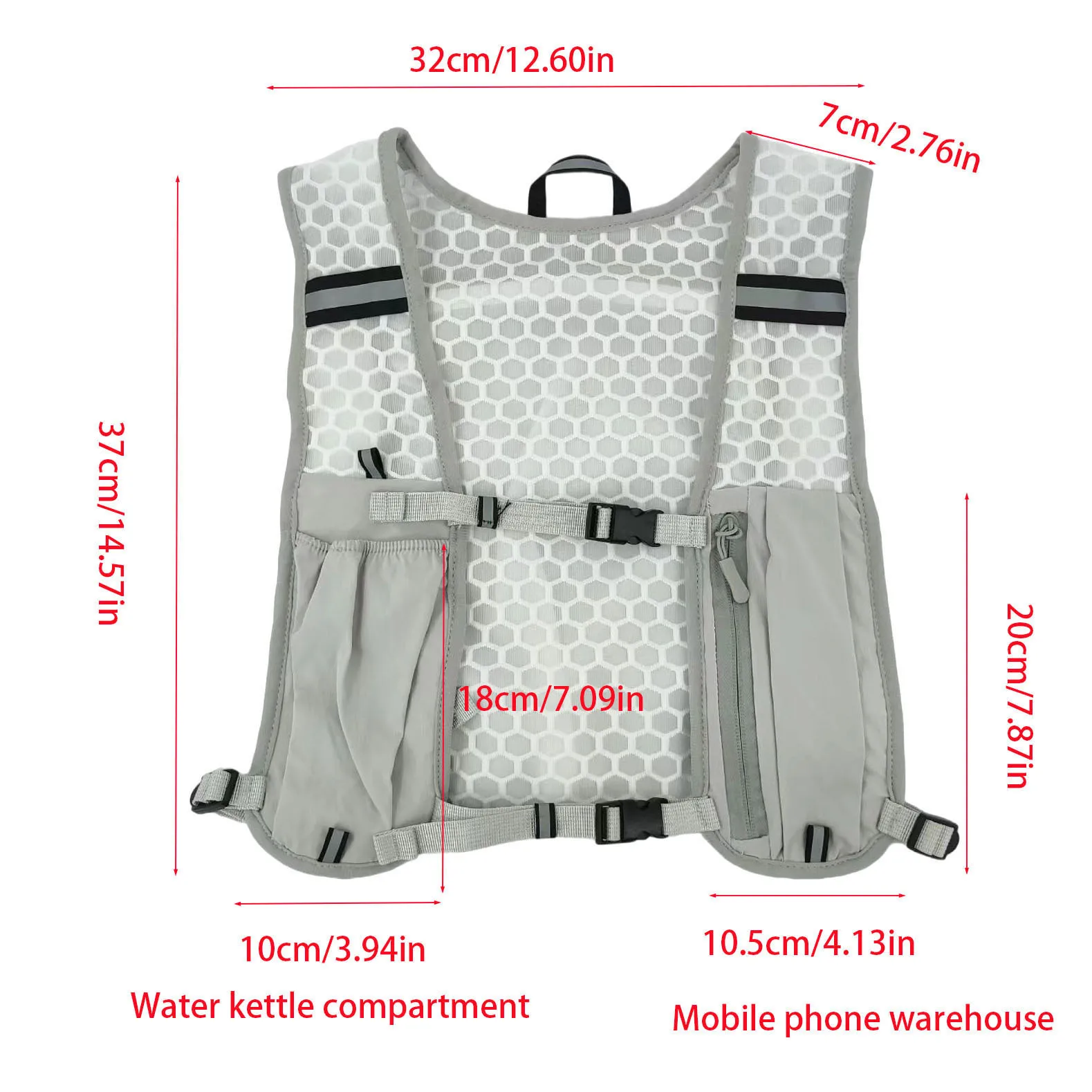 Reflective Lightweight Running Vest for Biking & Sports with Hydration Chest Pack Phone Storage Pocket Outdoor Gear