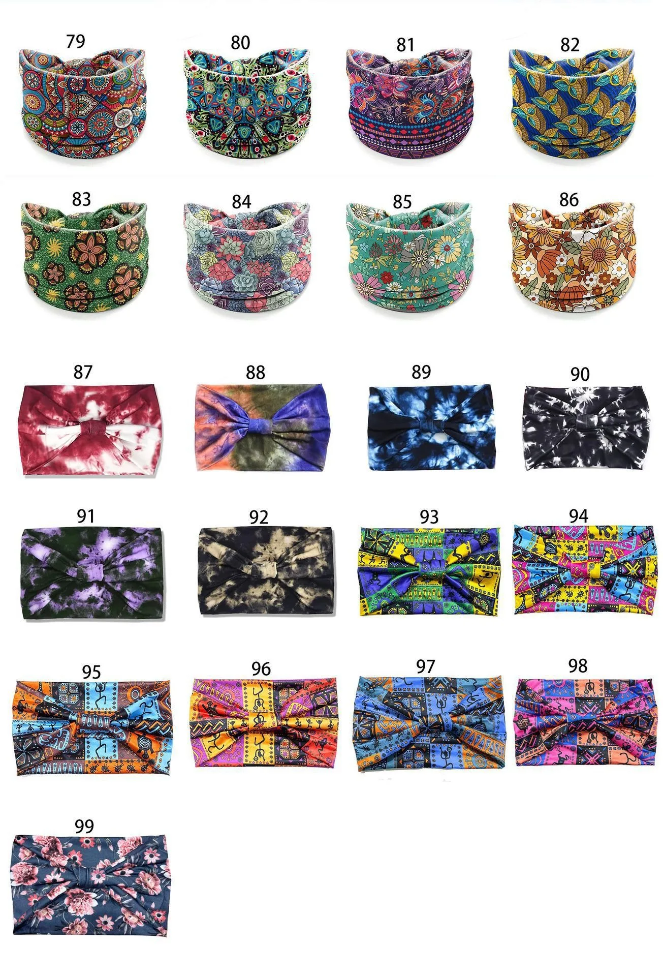 Ladies Wide Elastic Hairband with African Print Knot Sports Yoga Headband Women's Hair Accessory