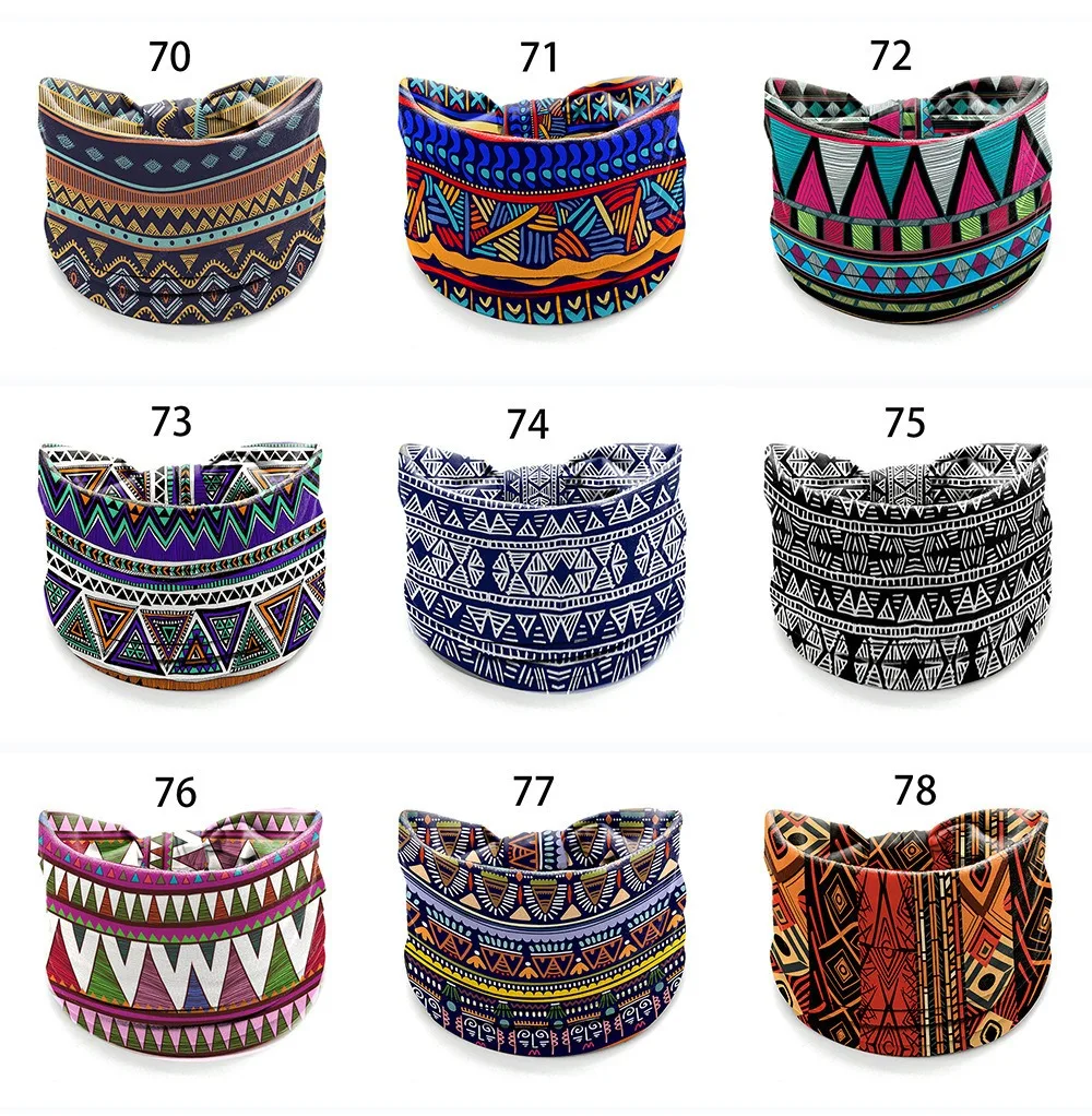 Ladies Wide Elastic Hairband with African Print Knot Sports Yoga Headband Women's Hair Accessory