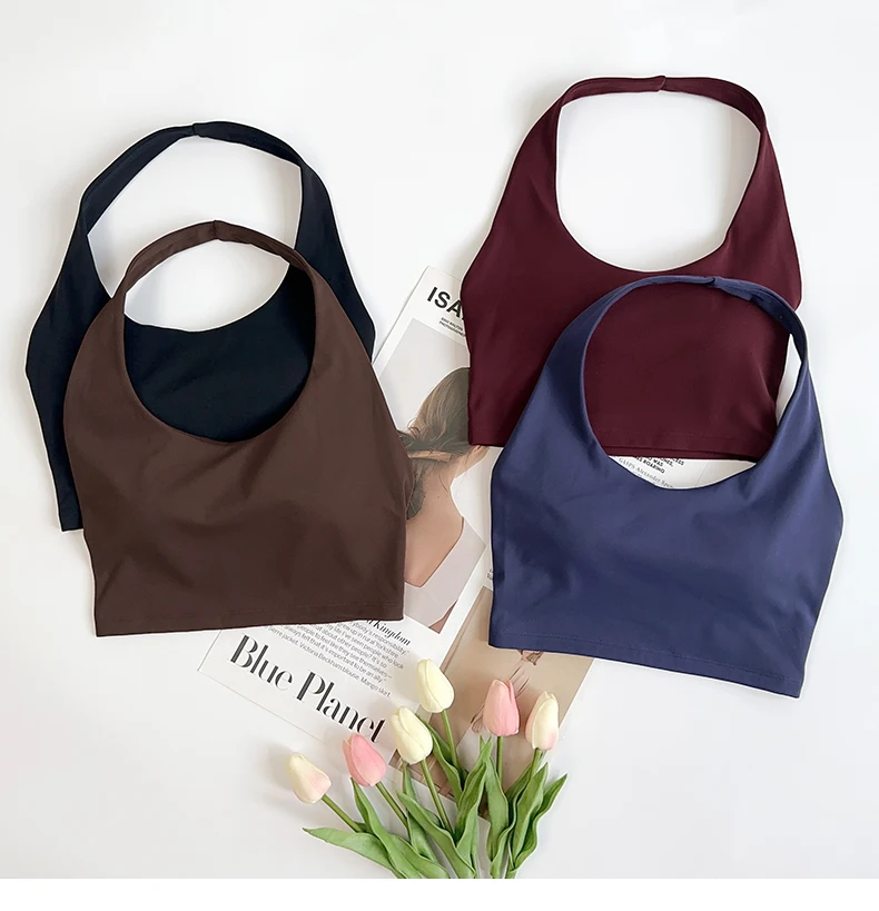 Women's Sexy Hang The Neck Fitness Sports Bras Shockproof Breathable Comfortable Cycling Running Outdoor Leisure Yoga Vest
