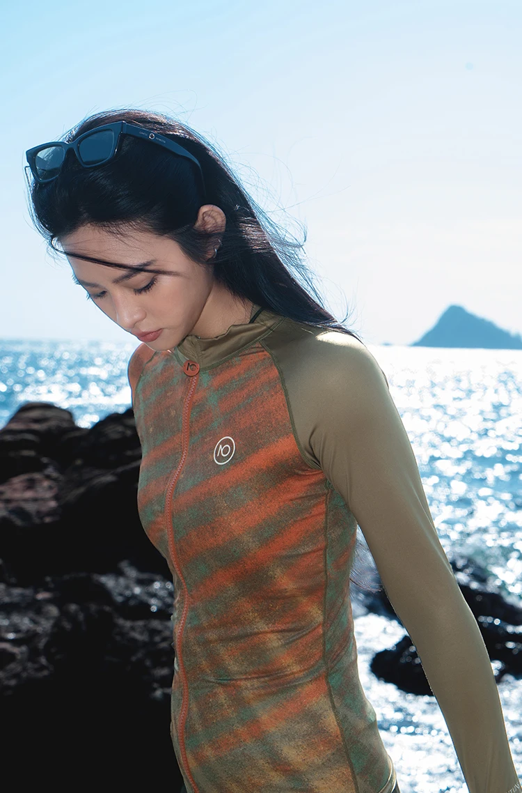 Nu-June Women Surf Suit 2 Pieces Set Rashguard Swimming Zipper Long Sleeves Surfing Shirts and Pants UV Protection Wetsuits