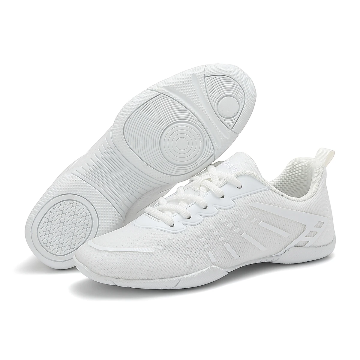 2411 Girls White Cheerleading Sneakers Mesh Upper Breathable Aerobics Shoes Non‑slip Soft Sole Youth Women Dancing Sports Shoes