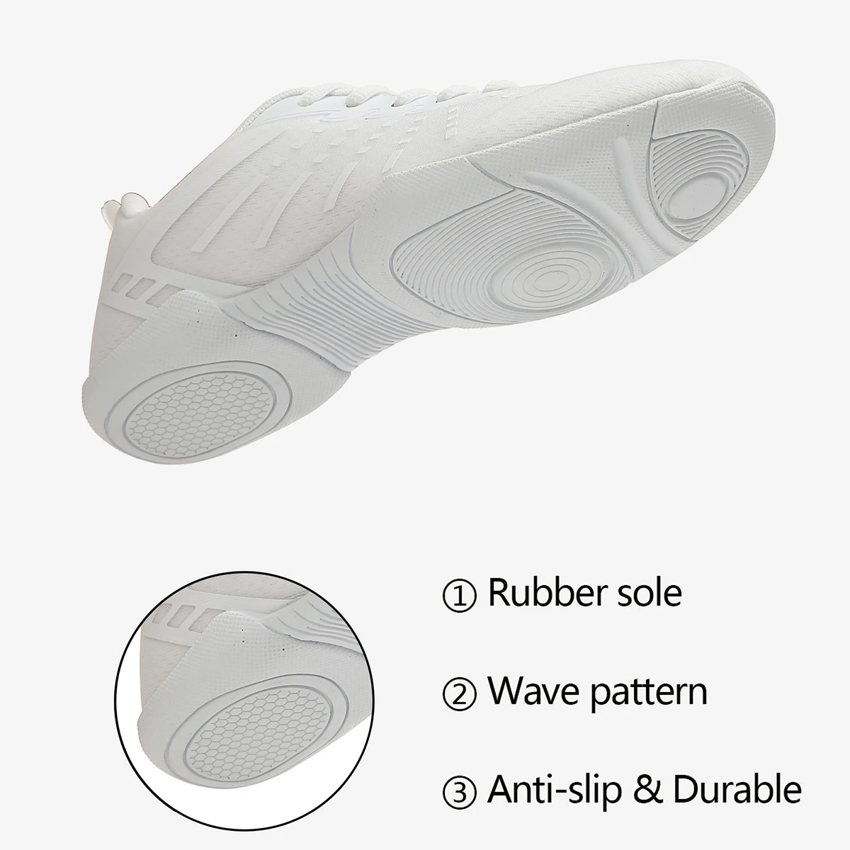 2411 Girls White Cheerleading Sneakers Mesh Upper Breathable Aerobics Shoes Non‑slip Soft Sole Youth Women Dancing Sports Shoes