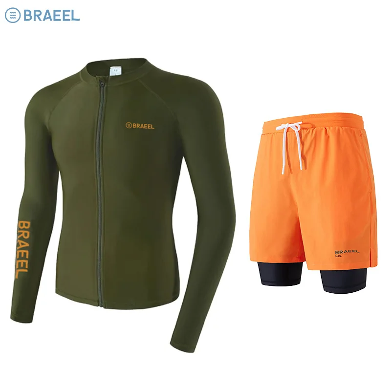 Long Sleeve Man Swimsuit 2026 Quick-Dry UV-Protective Men Rash Guard for Surfing Long Sleeve Surfing Suit