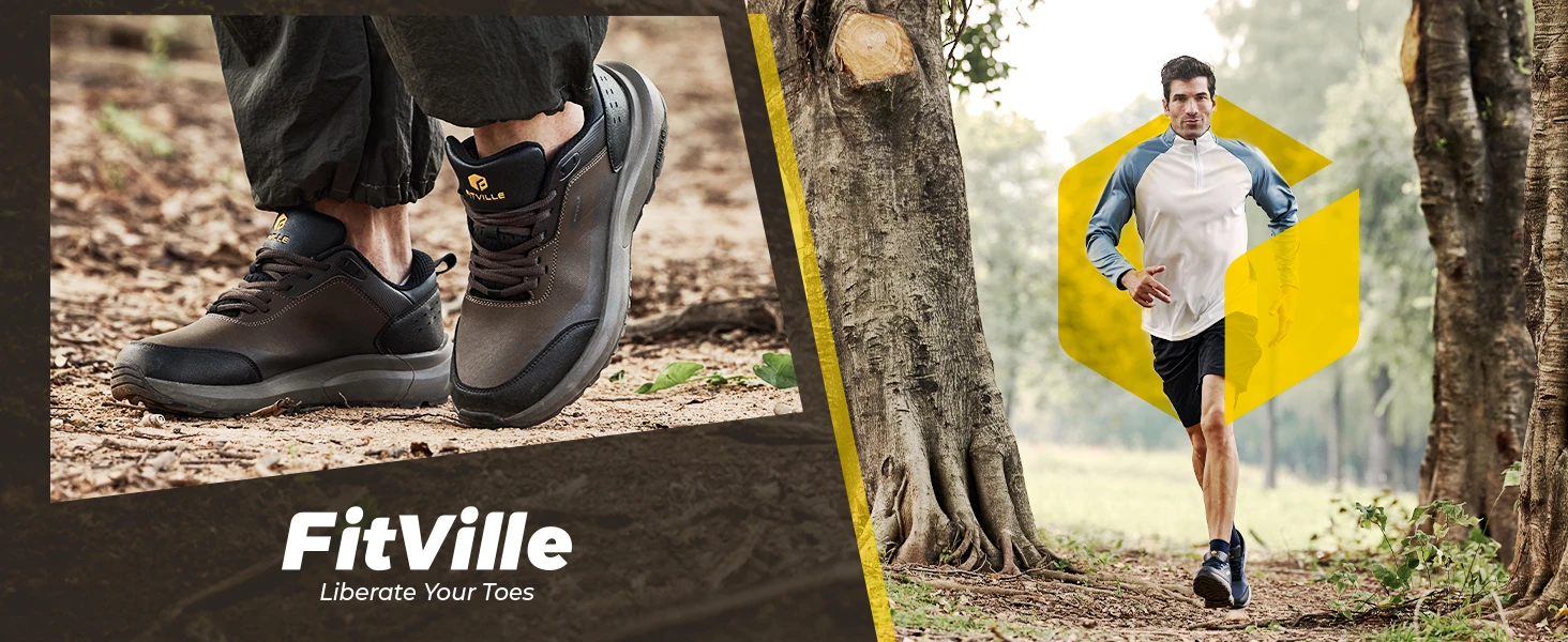 FitVille Extra Wide Hiking Shoes Waterproof Outdoor Non-slip Trail Climbing Shoes for Men Work Casual Sneakers Breathable