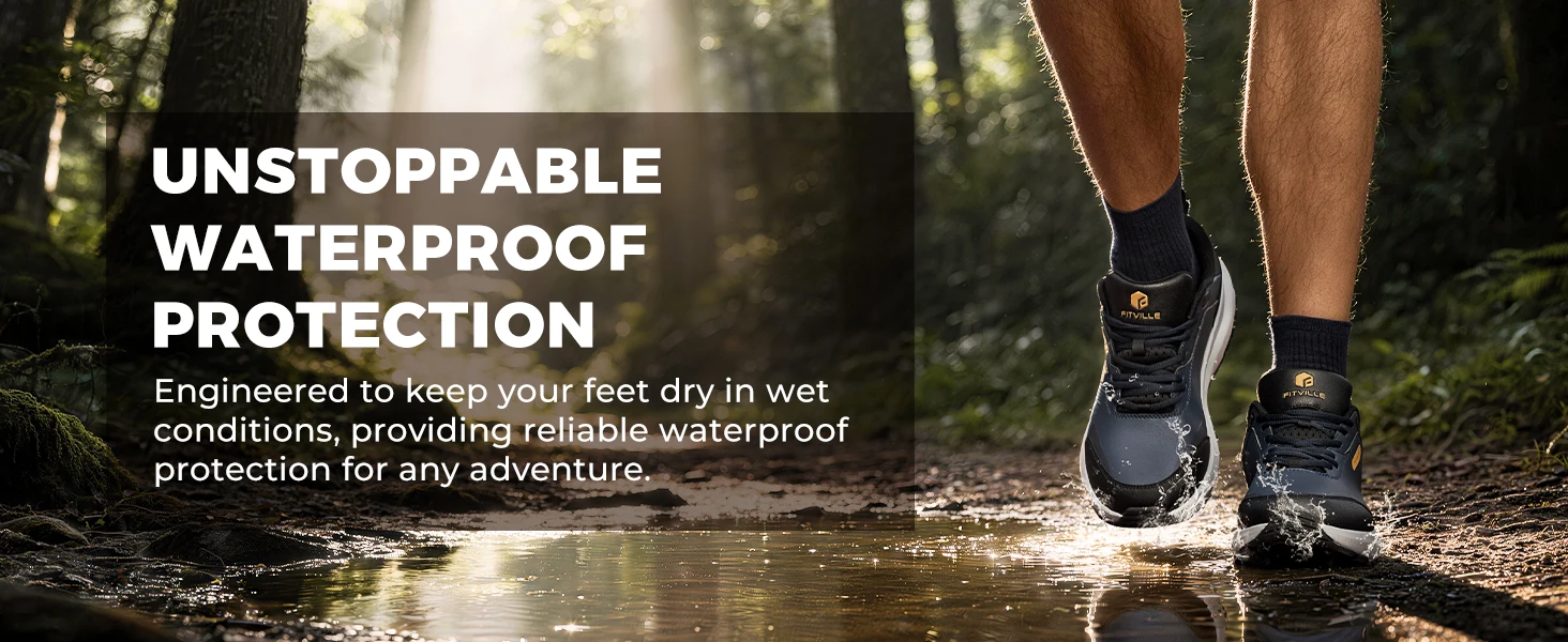 FitVille Extra Wide Hiking Shoes Waterproof Outdoor Non-slip Trail Climbing Shoes for Men Work Casual Sneakers Breathable