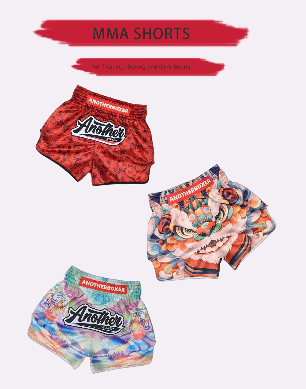ANOTHERBOXER Shorts Muay Thai, New Sublimated Thai Boxing Shorts Women Men Martial Arts MMA BJJ Fight Wear Kickboxing Shorts