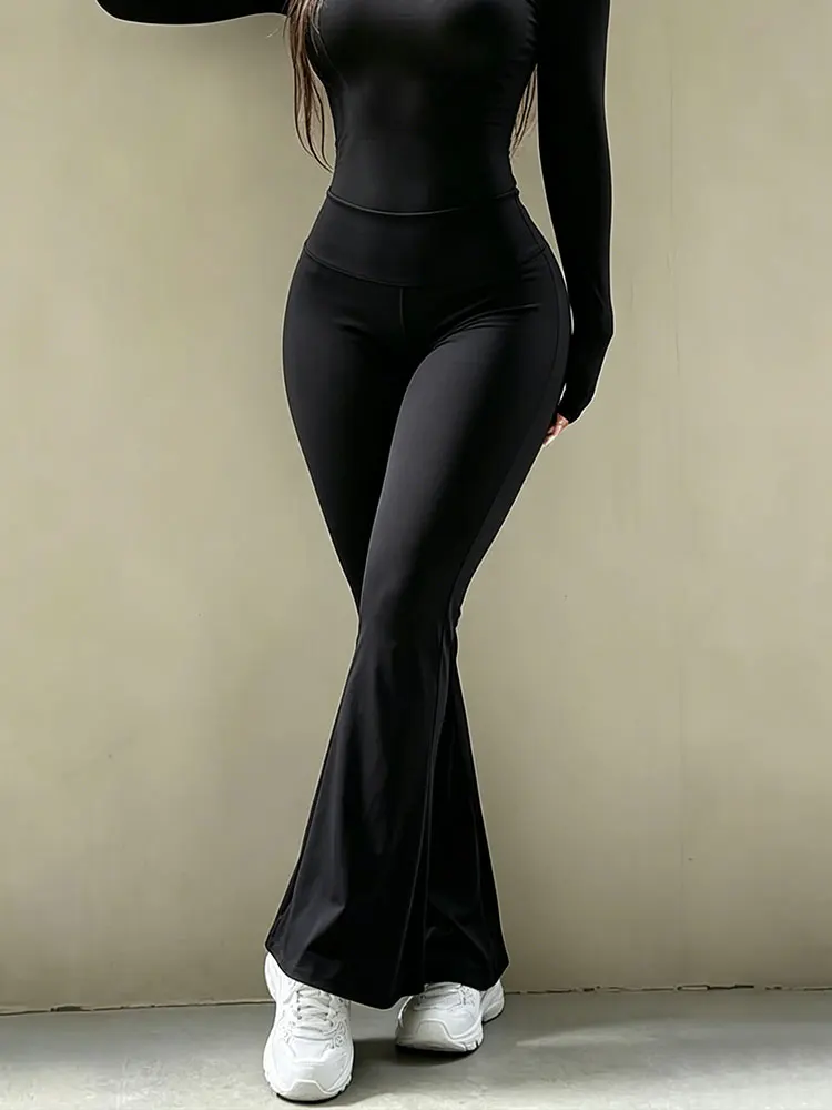 Womens Sexy Skinny Flare Pants Nude Feel High Waist Booty Lifting Fitness Sweatpant Buttery Soft Stretch Yoga Gym Sports Bottoms