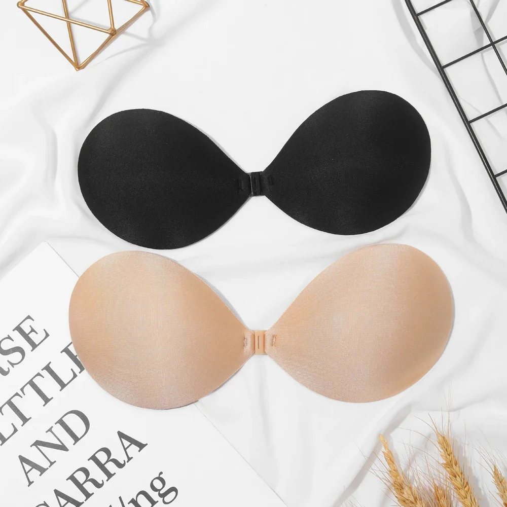 1/2/3pcs Sujetador Women'S Bra Invisible Push Up Bra Self-Adhesive Silicone Seamless Front Closure Sticky Backless Strapless Bra