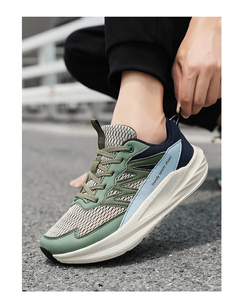 Summer Wide Fit Sport Running Shoes Men’s Plus Sizes High Elasticity Cushioning Sneakers Fashion Breathable Original Mens Shoe