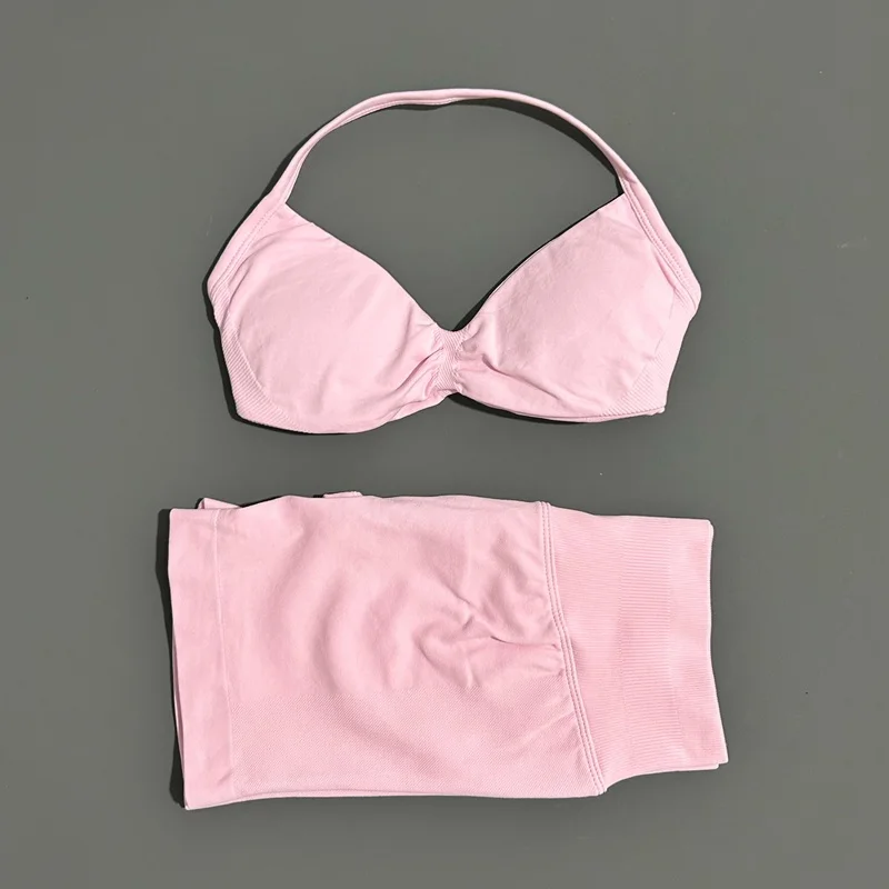 2PCS HISTELLO Seamless Gym Yoga Set Push Up Bra Scrunch Butt Lift Leggings Body Shaping Breathable Comfort Yoga Women Wear