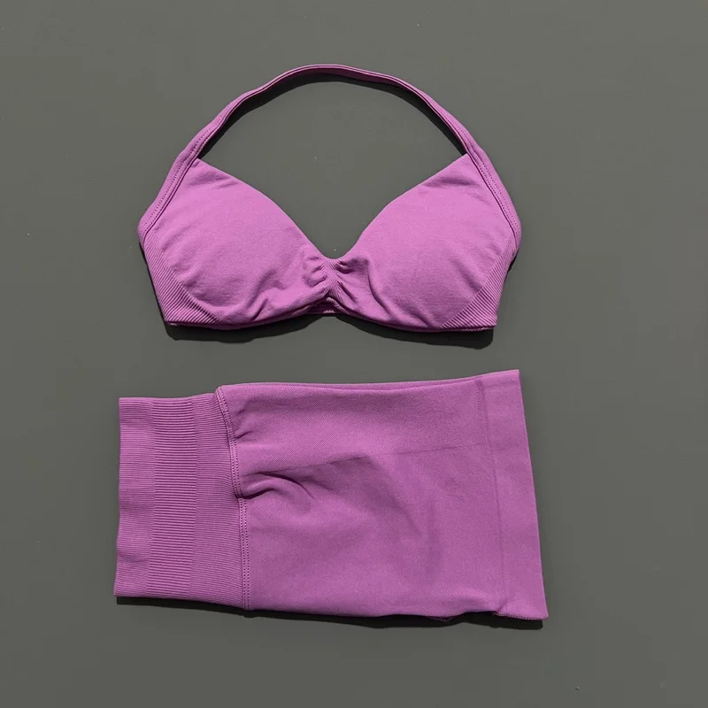 2PCS HISTELLO Seamless Gym Yoga Set Push Up Bra Scrunch Butt Lift Leggings Body Shaping Breathable Comfort Yoga Women Wear