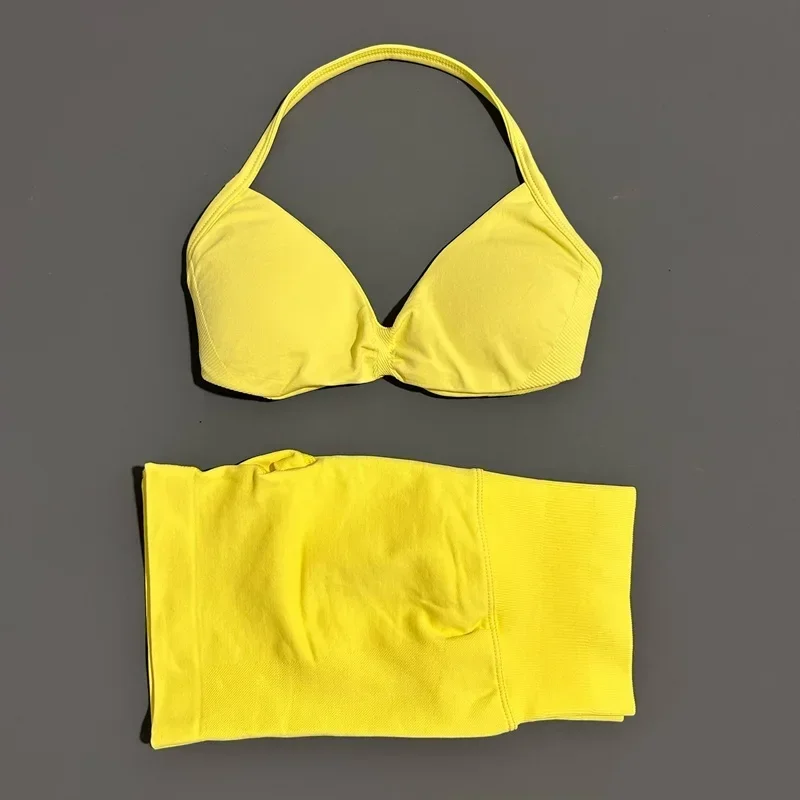 2PCS HISTELLO Seamless Gym Yoga Set Push Up Bra Scrunch Butt Lift Leggings Body Shaping Breathable Comfort Yoga Women Wear