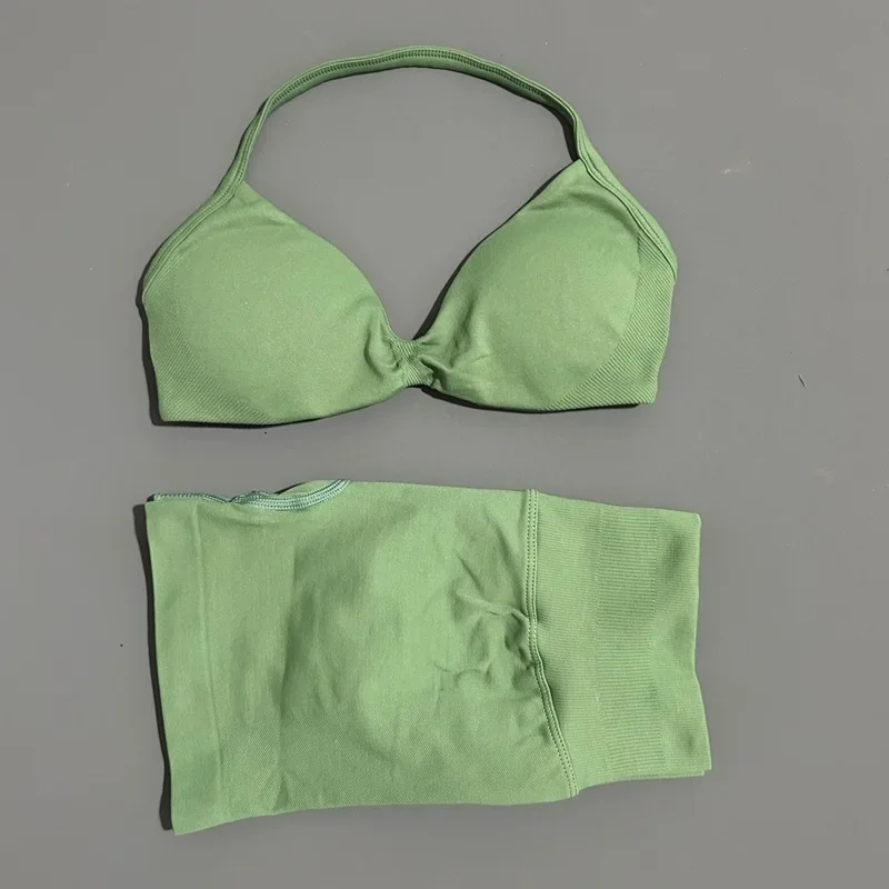 2PCS HISTELLO Seamless Gym Yoga Set Push Up Bra Scrunch Butt Lift Leggings Body Shaping Breathable Comfort Yoga Women Wear