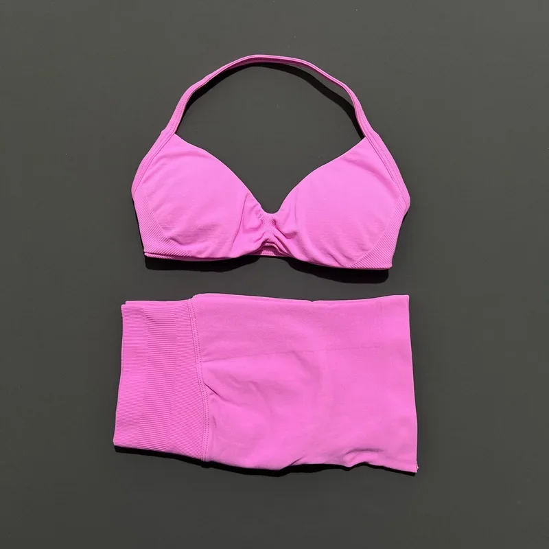 2PCS HISTELLO Seamless Gym Yoga Set Push Up Bra Scrunch Butt Lift Leggings Body Shaping Breathable Comfort Yoga Women Wear
