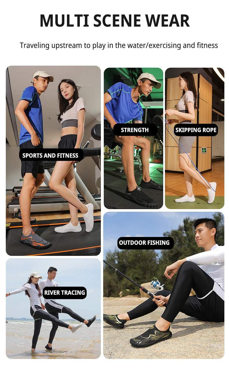 Quick-Drying Beach Seaside Water Shoes Unisex Swimming Aqua Slippers Indoor Fitness Outdoor Activities Five Finger Sandal 36-46