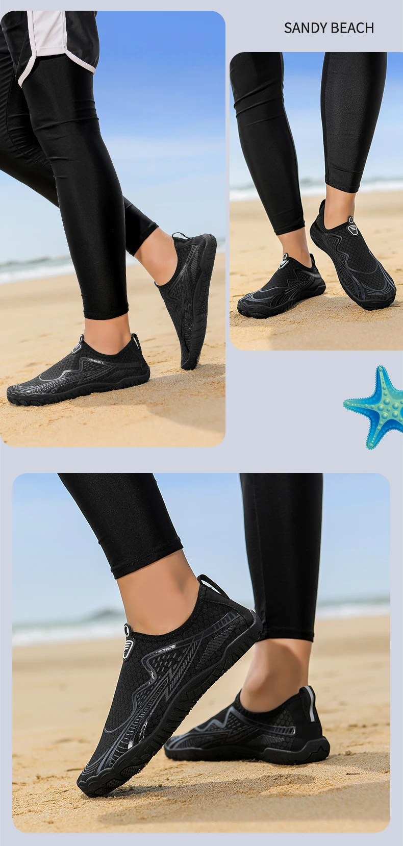 Quick-Drying Beach Seaside Water Shoes Unisex Swimming Aqua Slippers Indoor Fitness Outdoor Activities Five Finger Sandal 36-46