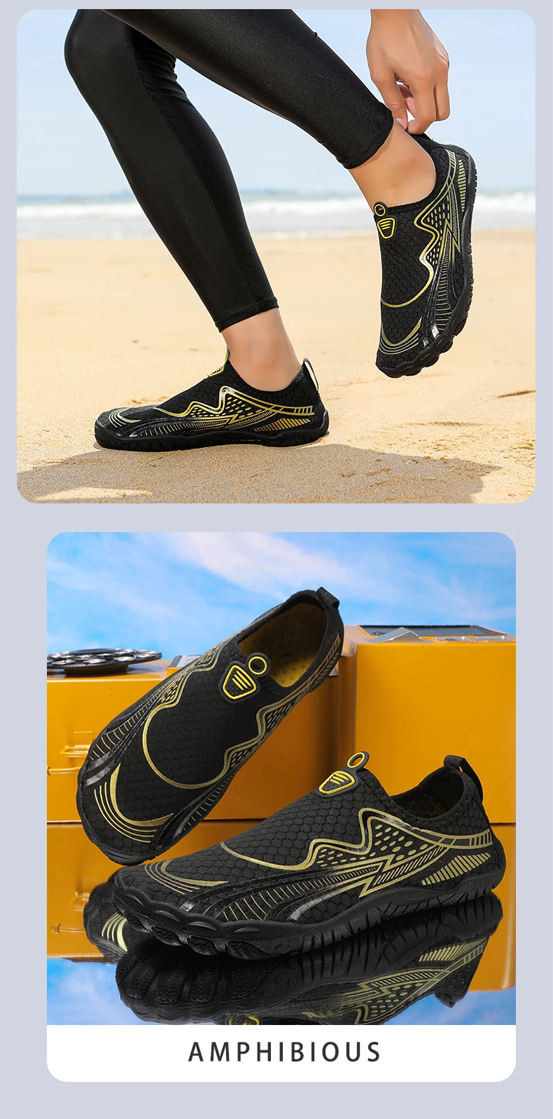 Quick-Drying Beach Seaside Water Shoes Unisex Swimming Aqua Slippers Indoor Fitness Outdoor Activities Five Finger Sandal 36-46